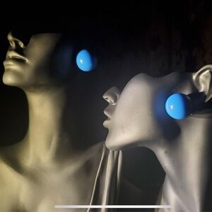 Sapphire Blue Ball-Shaped Large Silver Stud Earrings